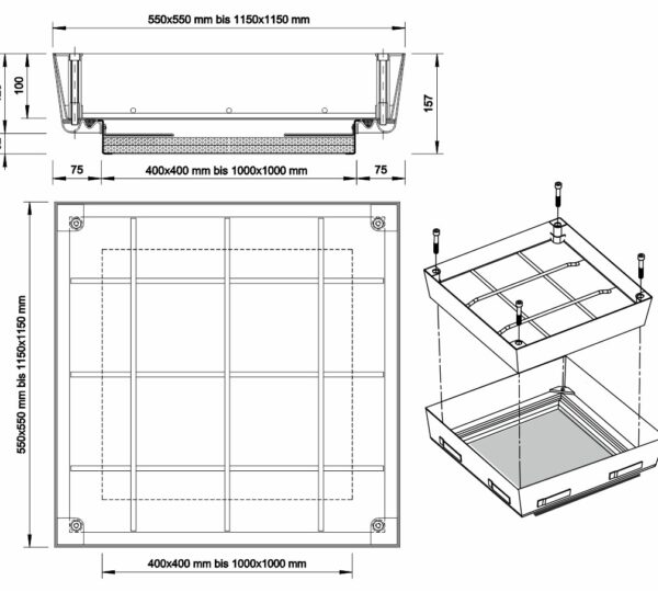 Pokrywa włazu System PRO+ MAXI - Preciwpozarowa Stal ocynkowana ogniowo